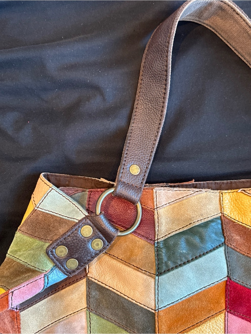 Lucky Brand Multicolor Chevron Patchwork Shoulder Bag - Picture 3 of 8